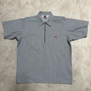 Ben Davis Hickory Stripe Half Zipper Short Sleeve Work Shirt